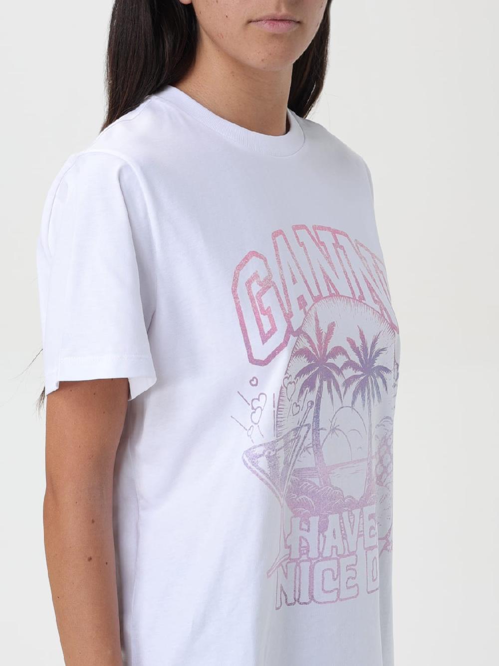 Giglio T-shirt di cotone Ganni con logo Offerta esclusiva