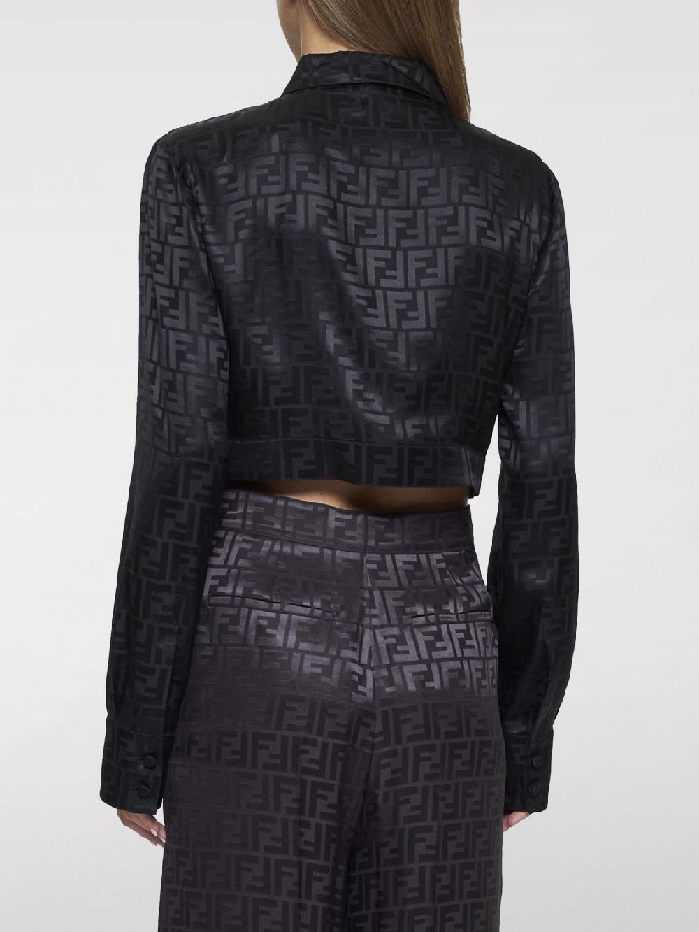Giglio Camicia cropped Fendi in seta con stampa monogram Ultimo giorno