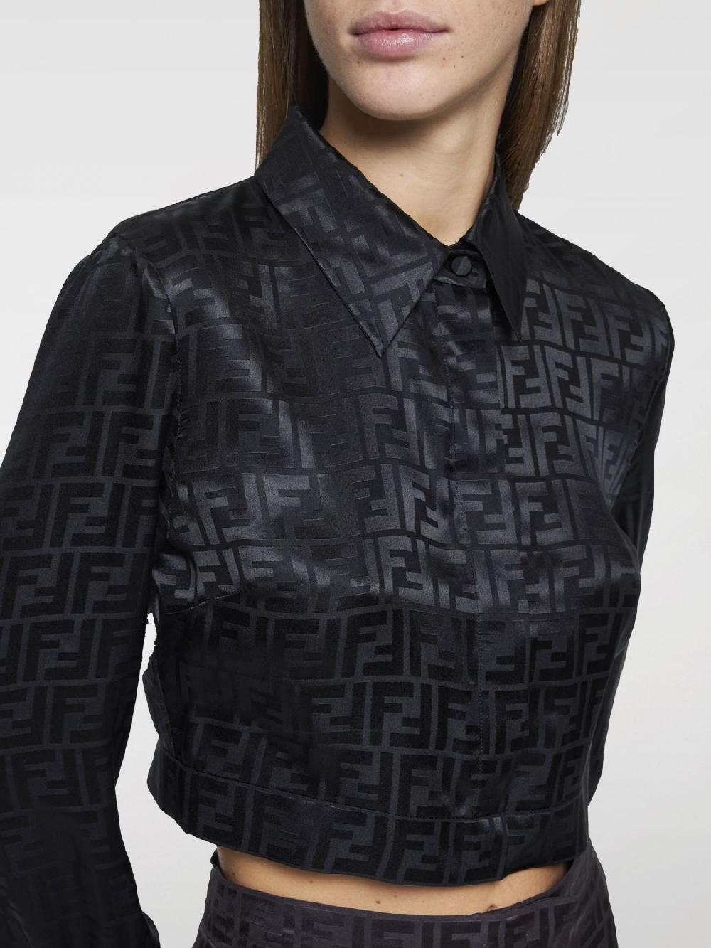Giglio Camicia cropped Fendi in seta con stampa monogram Ultimo giorno