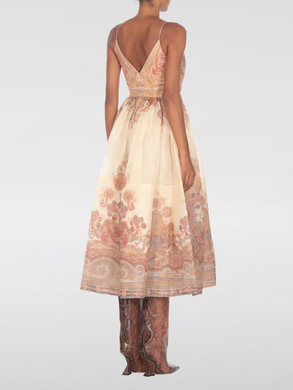 Giglio Abito midi Zimmermann in seta e lino stampato 50% di sconto con spedizione gratuita