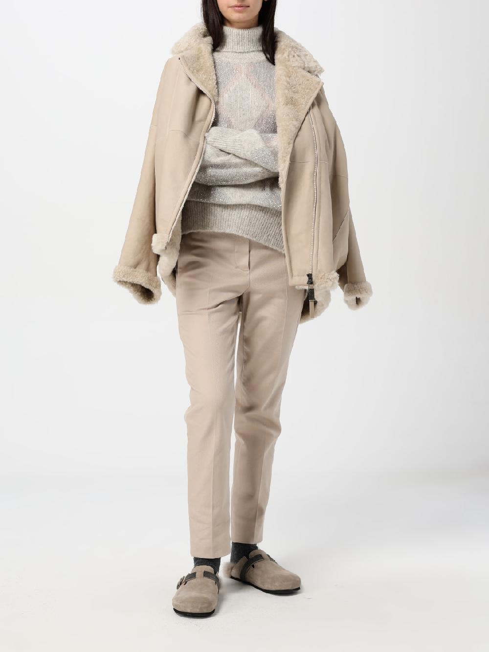 Giglio Giubbotto Brunello Cucinelli in pelle e shearling Economico