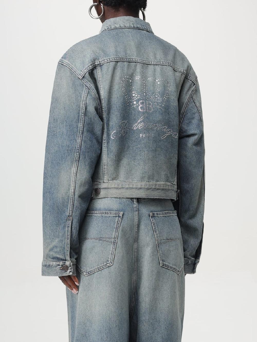 Giglio Giacca di jeans Balenciaga con logo di strass Soddisfazione Garantita