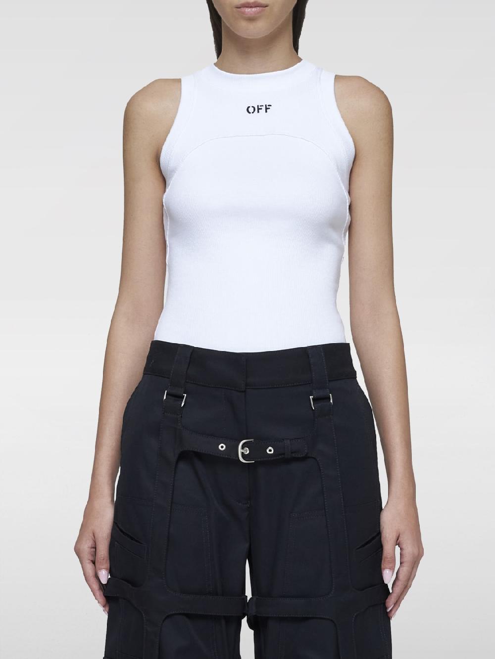 Giglio Top basic in cotone con mini logo Off-White