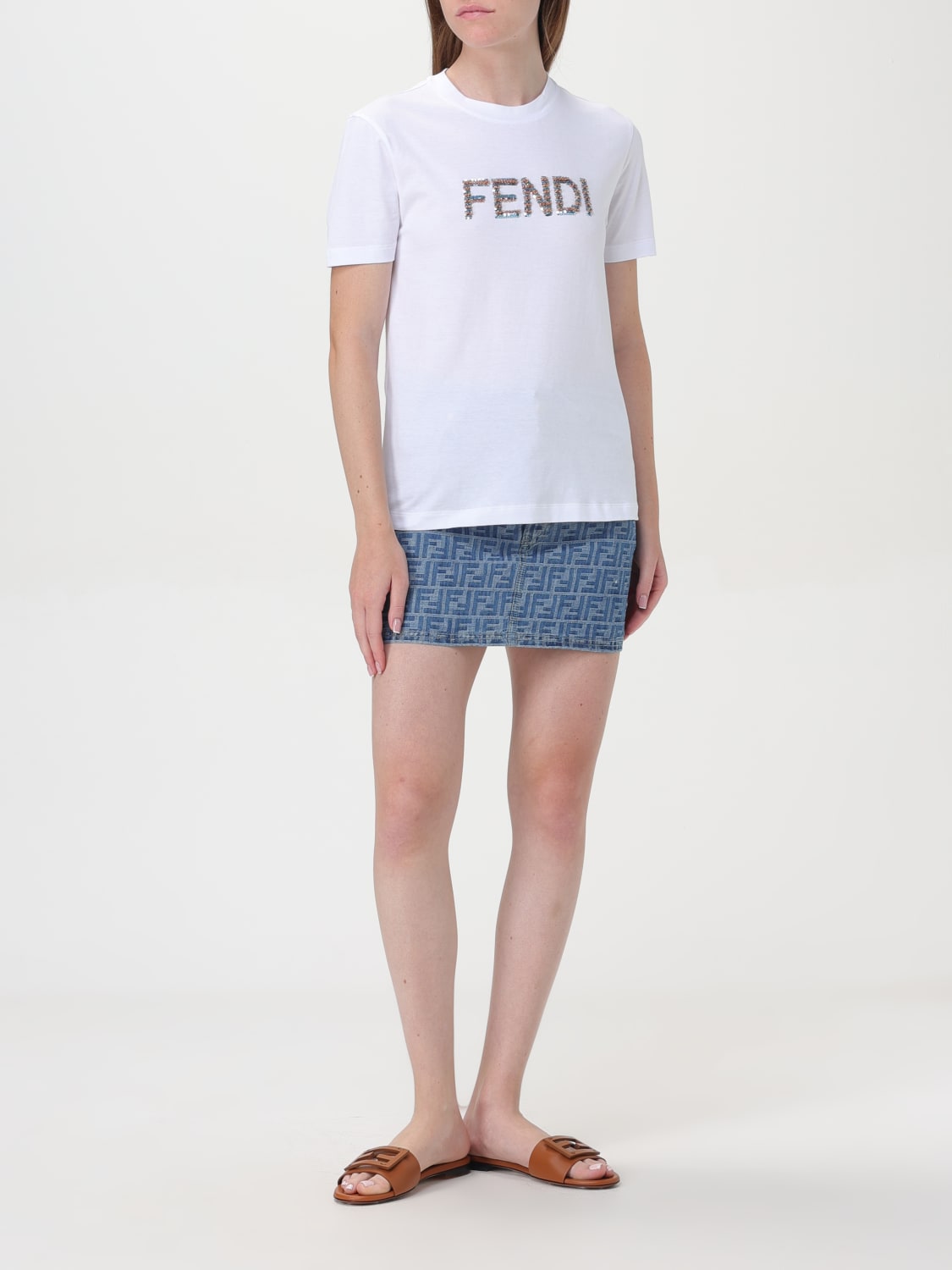 Giglio T-shirt in cotone Fendi Promozione